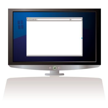 LCD Computer screen with internet web browser and shadow