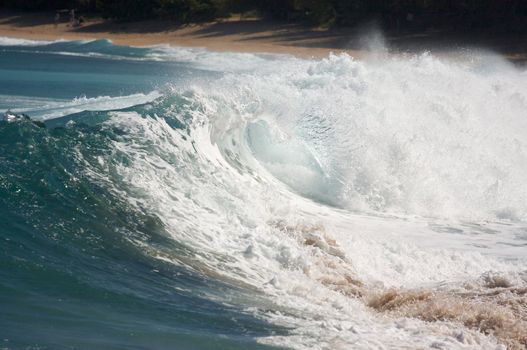 Dramatic Shorebreak Wave on a clear morning.