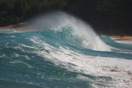 Dramatic Shorebreak Wave on a clear morning.