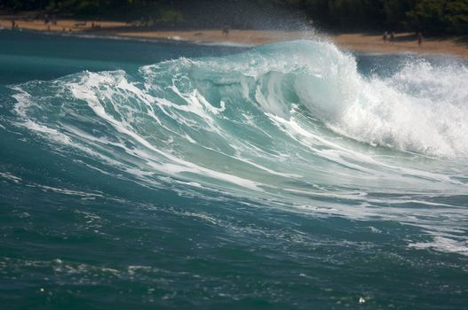 Dramatic Shorebreak Wave on a clear morning.