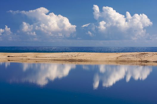 Tropical Shoreline with Clouds on Kauai, Hawaii