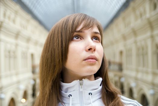 beautiful young girl under the glass arch gallery