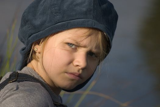 Portrait of girls in the open air on the blur background