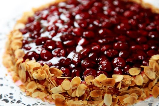 A cake with almond edge - close-up