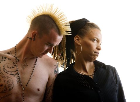 Man with Mohawk and Woman wearing Dreadlocks