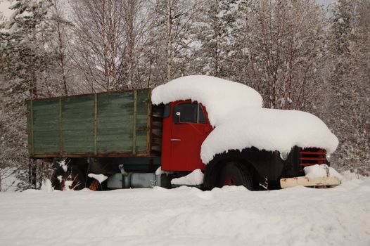 old truck in winterlandscape