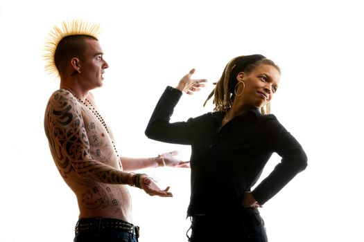 Man with Mohawk and Woman wearing Dreadlocks