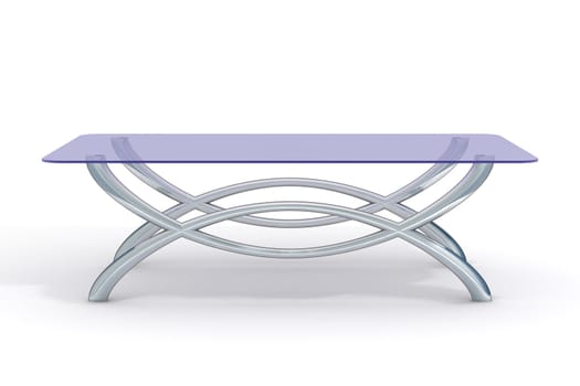 glass little table on a white background. 3D image.