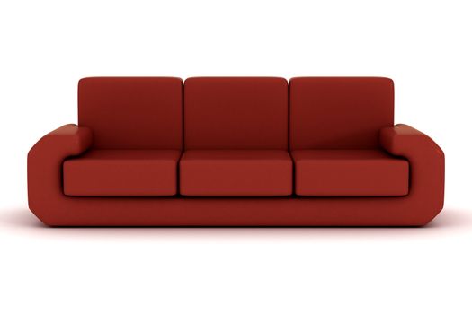 Isolated leather sofa. An interior. 3D image.