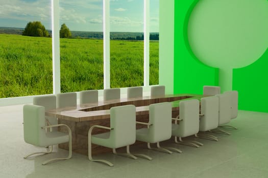 Conference of halls. 3D image.