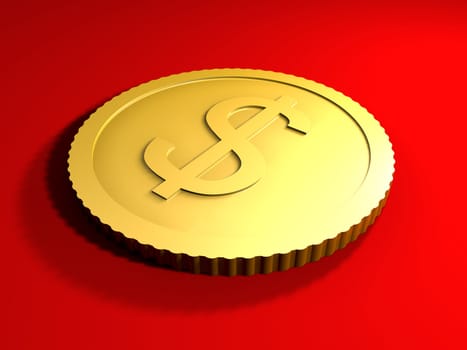 3D rendered Illustration. Generic Coin symbolic for the Dollar Currency.