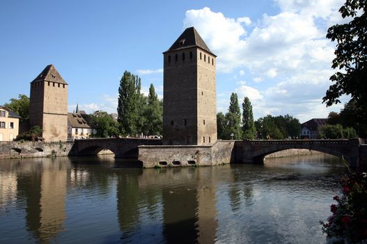 View on Ponts Couverts in Strasbourg’s Old Town – France