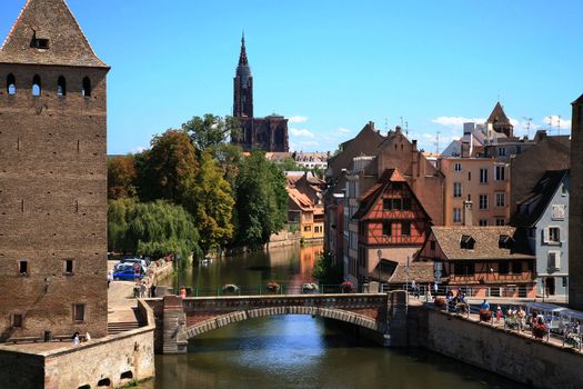 View on Ponts Couverts in Strasbourg’s Old Town – France