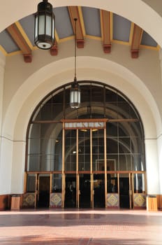 Archway to ticket buying section of train station