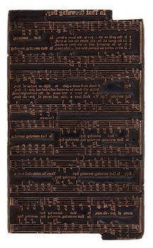 antique (1911 - one hundred years old) copper letterpress printer electrotype music plate with hymn (song)