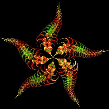 Illustration-abstract star on a black background