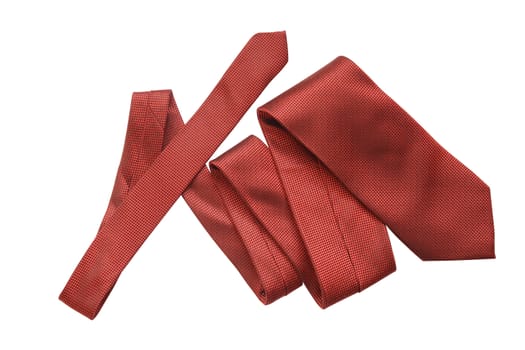 Red necktie isolated on white background with clipping path