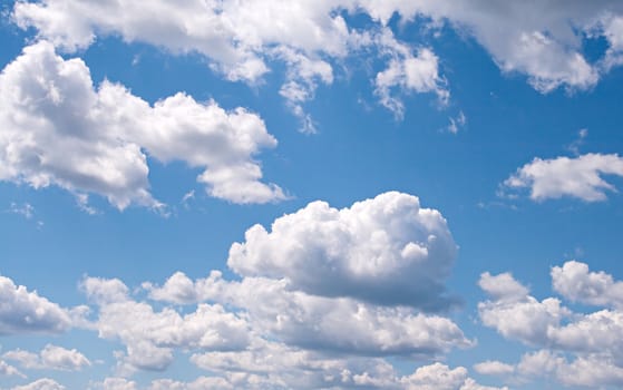 Blue sky with white clouds, wide angle