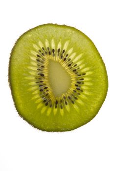 closeup of a translucent slice of kiwi
