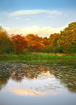 Autumn time, beautiful lake reflections