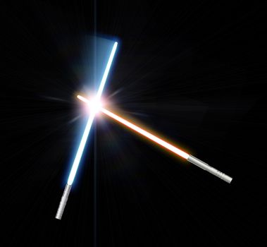 An illustration of some blue laser light saber