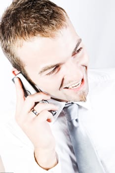 Young Corporate Man Having A  Promising Business  Phone Conversation