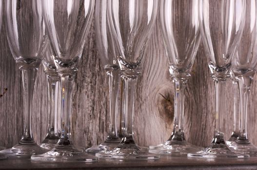 Champagne Flutes on Shelf Abstract