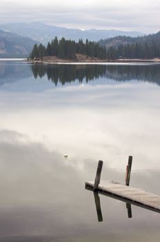 Tranquil Morning Lake Scene with Beautiful Reflection