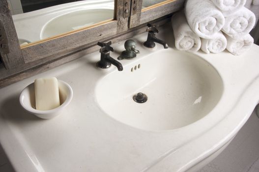 Rustic Bathroom Sink and Mirror