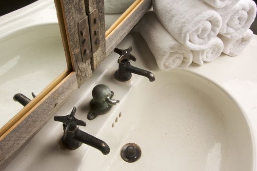 Rustic Bathroom Sink and Mirror