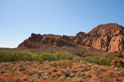 Red Rocks of Utah with Dramatic Blue Sky and Clouds