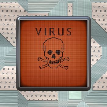 An illustration of a virus warning sign on a display