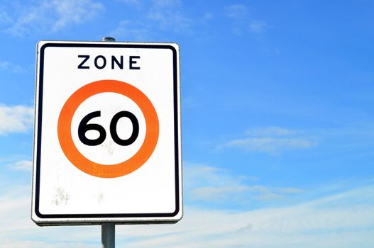 White sign 60 km/h speed limits