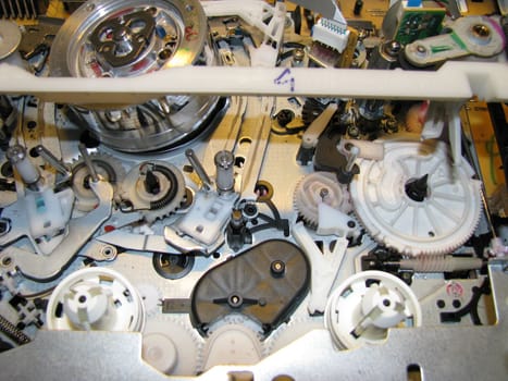Close up of inside of an old facion VCR
