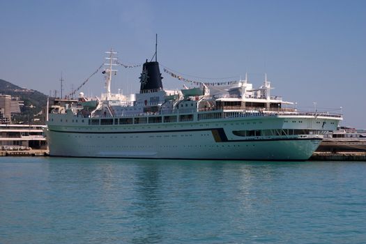 transportation series: sea liner in the gulf near berth