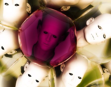 A unique head amongst some conformist heads.
