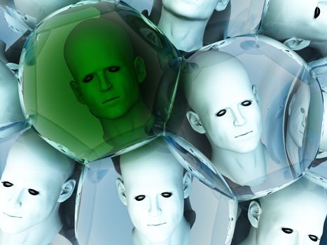 A unique head amongst some conformist heads.