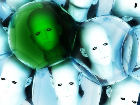 A unique head amongst some conformist heads.