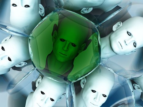 A unique head amongst some conformist heads.