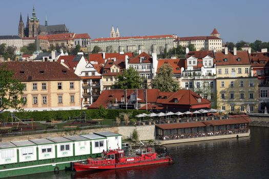 View of Prague Castle and St. Vitus Cathedral in Prague, Czech Republic