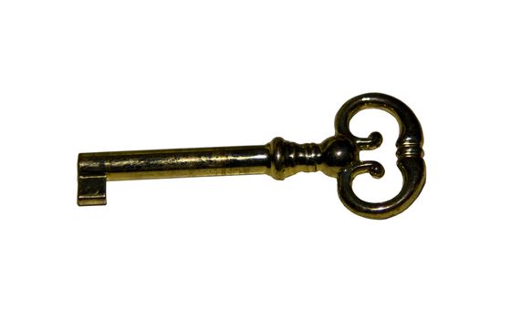 an old antique brass key in an isolated image