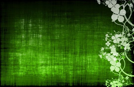 Green Grunge Floral Decor Old Texture Background