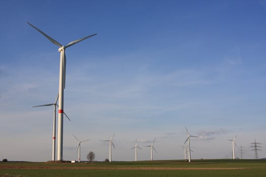 wind turbines in rural german landscape