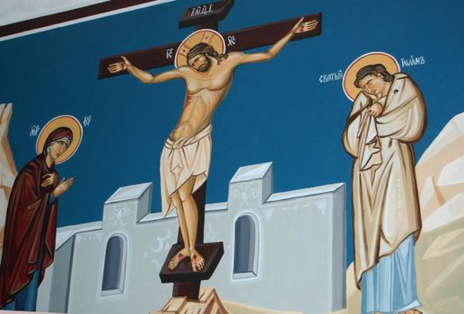 frescoe of jesus on the cross