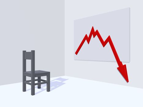 business graph shows bad news - 3d illustration