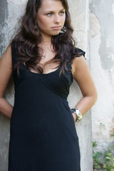 Young beautifful Girl in old mannor-house