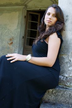 Young beautifful Girl in old mannor-house
