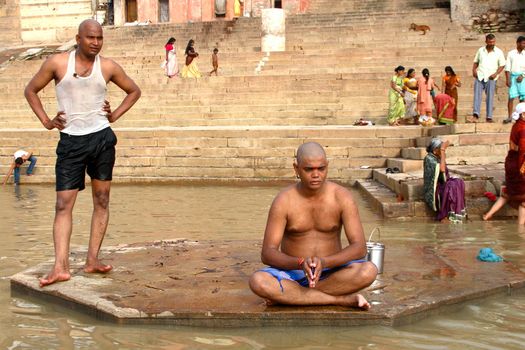 Religious ceremony at Varanasi Uttar Pradesh India