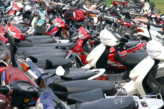 Motor Scooters in a large city