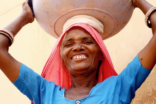 Old woman wearing a beautifully sari